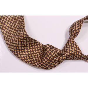 Seaward & Stearn London Brown Paisley Silk Necktie Tie Made in England